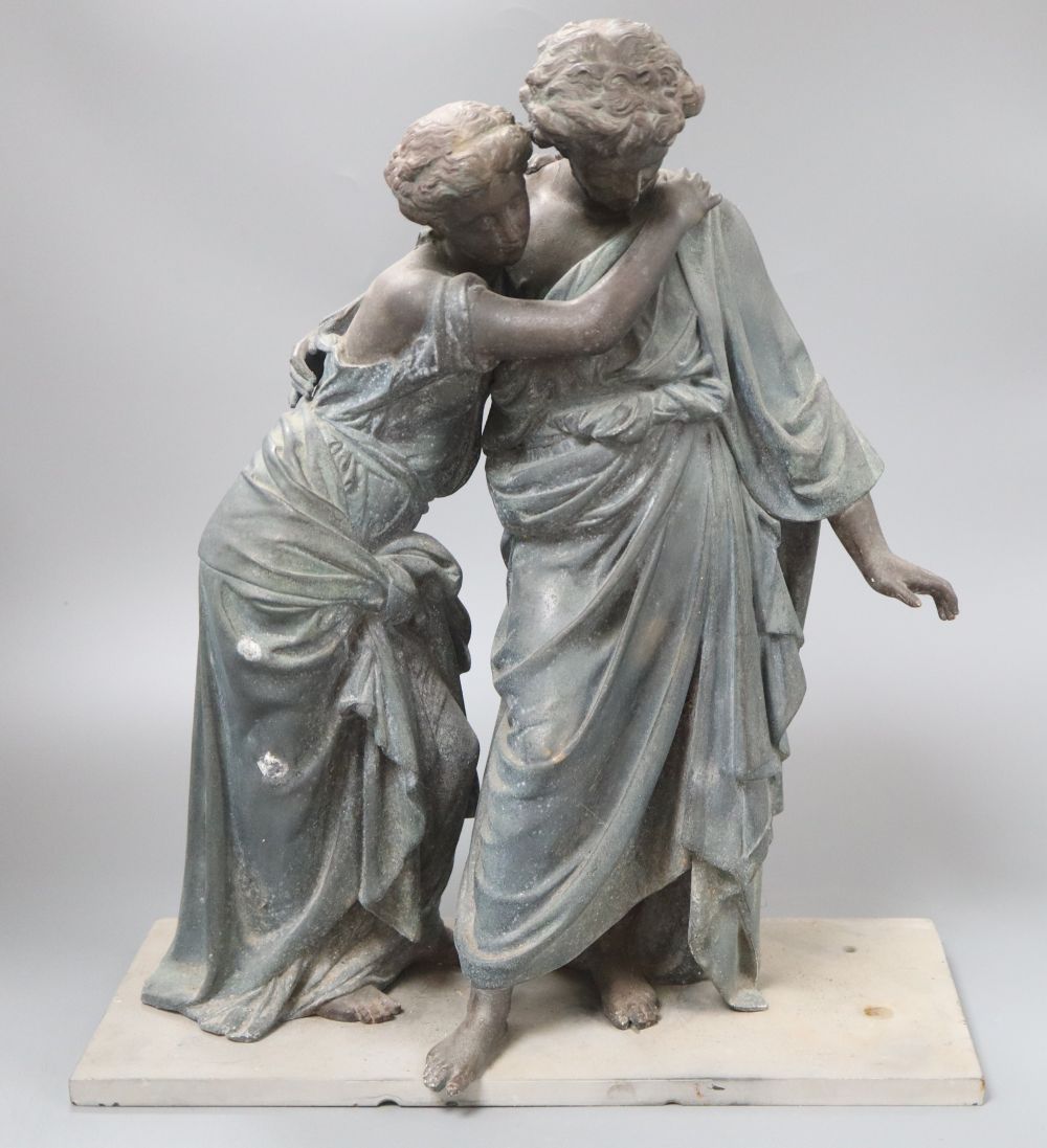 A neo-classical spelter figural group, height 42cm